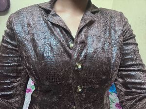 vintage aesthetic animal print brown blazer
