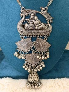🦚Radha Krishna Navratri Oxidised Necklace🦚