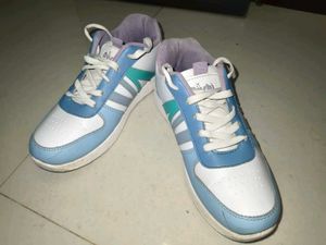 Stylish White &amp; Blue Sneakers