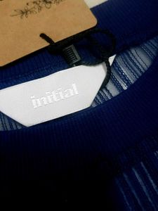 Navy Blue Pleated Mesh Top no 26
