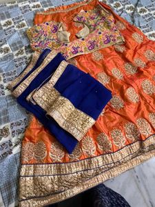 Orange Embroidered Lehenga Choli Set