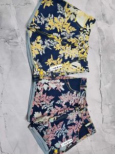 Floral Print Denim Shorts