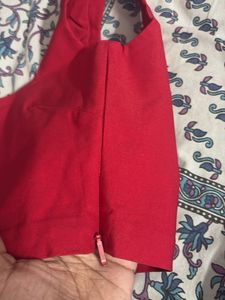 Vibrant Red Square Neck Blouse