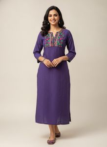 Elegant Purple Embroidered Kurta