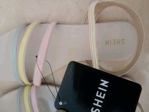 Pastel Striped Flat Sandals