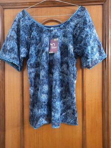 Blue Tie And Die Laced Top from Pandadi