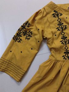 Mustard Yellow Embroidered Kurta