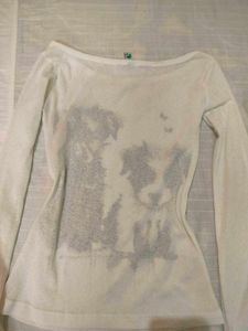 White Graphic y2k sheer top🩷
