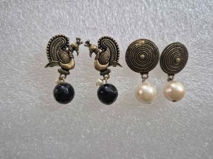 Designer Peacock & Pearl Earrings - Unused