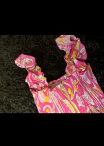 Pink &amp; White Swirl Midi Dress