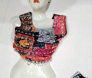 Vibrant Patchwork mirror Lehenga Choli Set