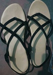 Stylish Black Strappy Flat Sandals