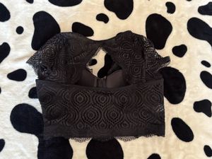 black lace longline bra/blouse