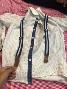 Boys White Shirt with Tie &amp; Suspenders