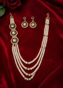 Elegant Pearl and Stone Jewellery Set