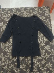Chic Black Button-Detail Top