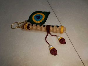 Handmade Flute &amp; Peacock Keychain