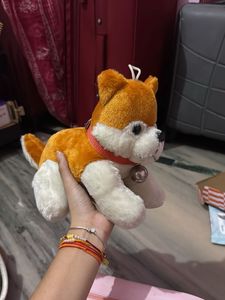 Cute Plush Dog Toy with Bell Collar