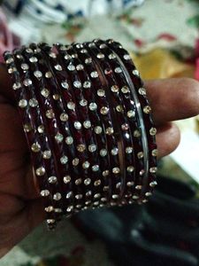 Mehroon Colour Glass Bangles Set