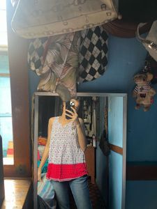Red &amp; White Casual Tank Top