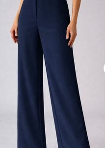 Navy Wide-Leg Trousers