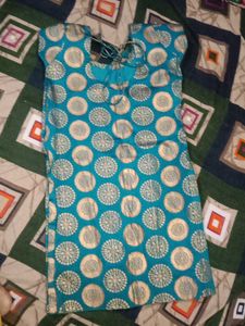 Beautiful Teal Kurta with Gold Print