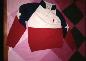 Chain On Neck Woollen Polo Sweater Branded Fo