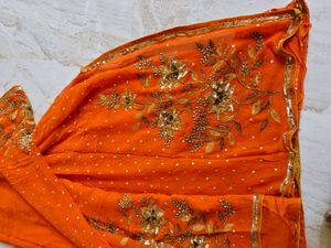 Beautiful Wedding Wear Orange Saree