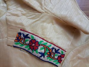 Embroidered Parrot &amp; Floral Saree with Blouse