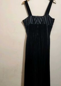 Black⚫Elegant Velvet Long Dress For 36 Bust