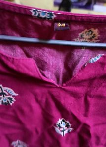 Maroon Printed Kurta