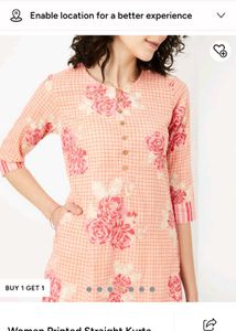Max Peach Floral Print Kurta L size