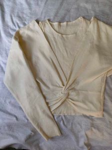White Twist Front Top