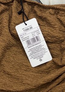 SHEIN Brown Ruched Strapless Top