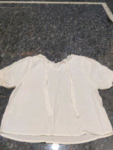 Cream Textured Puff Sleeve Top