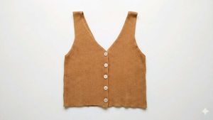 Stylish V-Neck Ribbed Button-Up Tank Top
