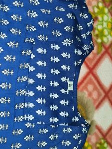 Blue Printed Cotton Kurta