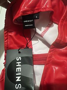 Red Wet Look Mini Dress