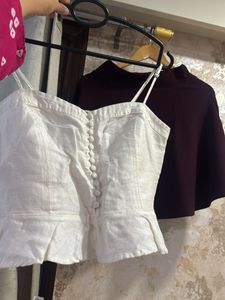 FOREVER 21 Stylish Maroon Top + Skirt