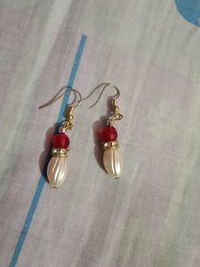 Pearl and Red Beaded Necklace Set