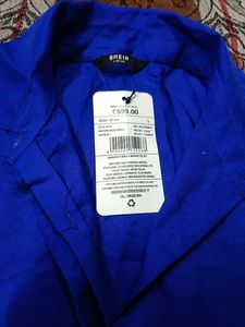 Shein Blue Sleeveless Collared Shirt