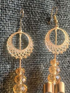 Elegant Gold Heart Dangle Earrings