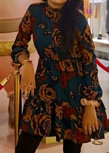 Boho Floral Print Mini Dress