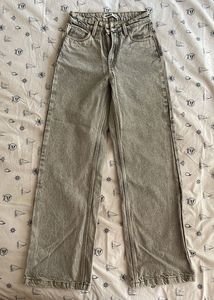 Grey Wide Leg Denim Jeans