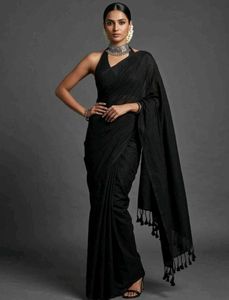Elegant Black Cotton Saree