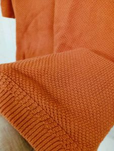 Men's Orange Knitted Polo T-Shirt