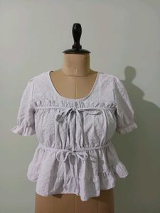 Cute Puff Sleeve Peplum Top