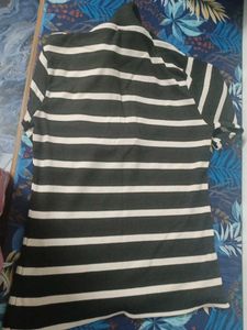 Striped Zip Neck Long Sleeve Top