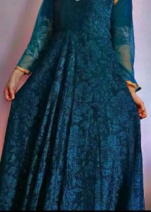 Elegant Teal Embroideried Gown