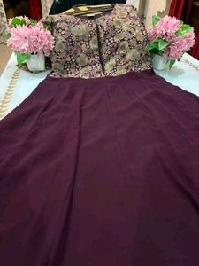 Elegant Floral Print Anarkali Gown
